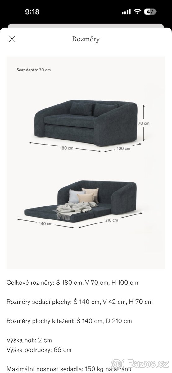 pohovka rozkládací westwing - 5