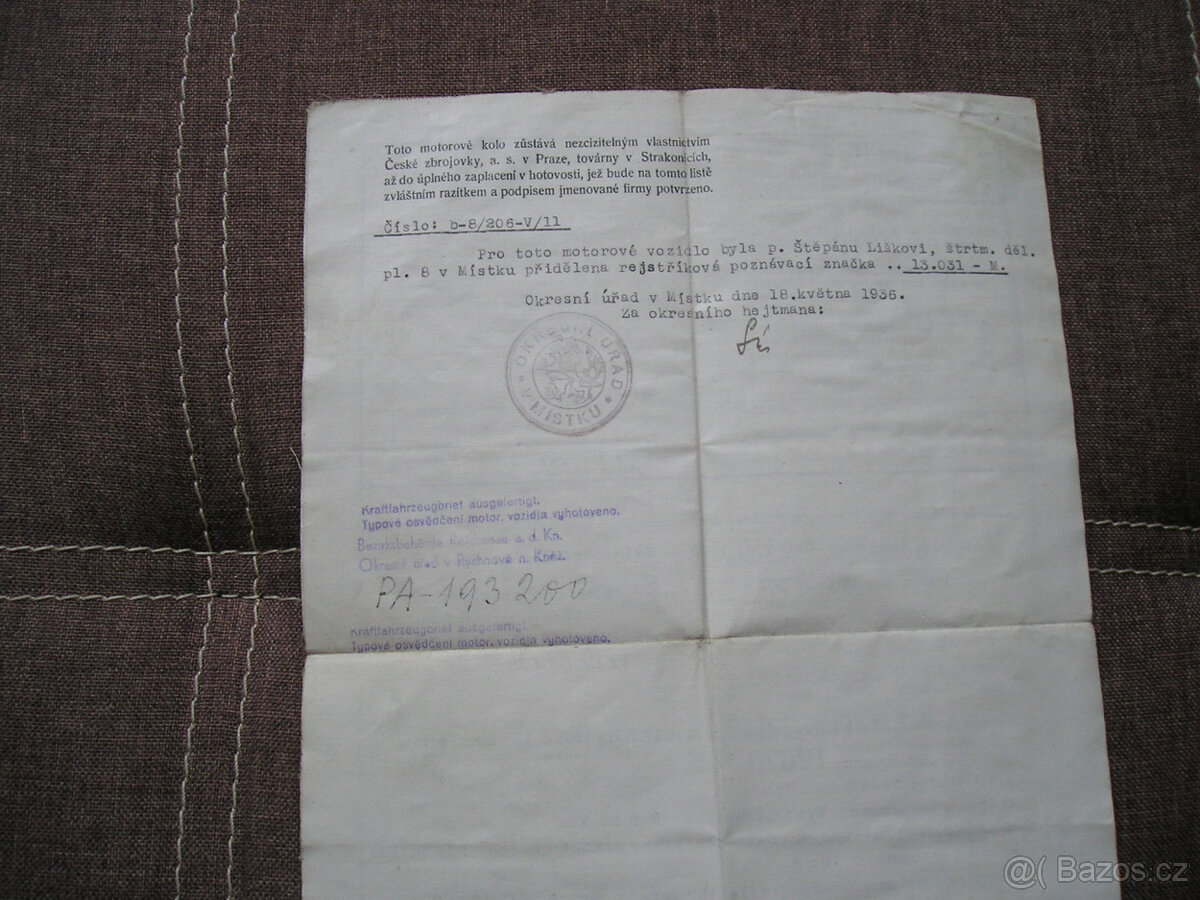 motocykl ČZ 175 ccm starý techničák rok 1936 ČZ Strakonice - 5