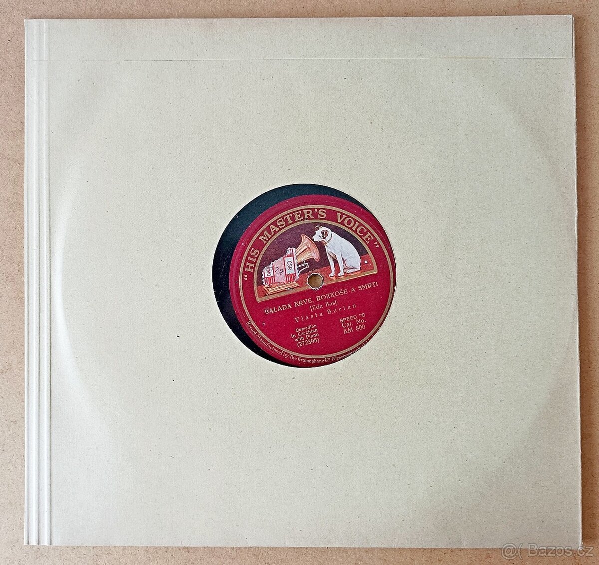 Vlasta Burian - stará šelaková gramodeska z roku 1927 - 5