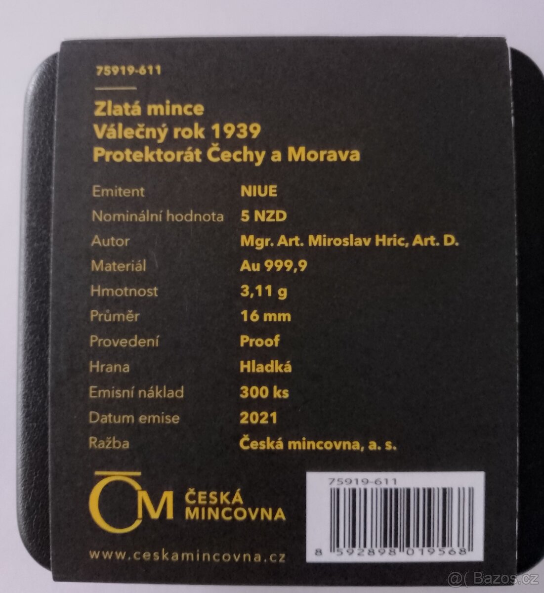 Zlatá mince Válečný rok 1939 - Protektorát Čechy a Morava - 5