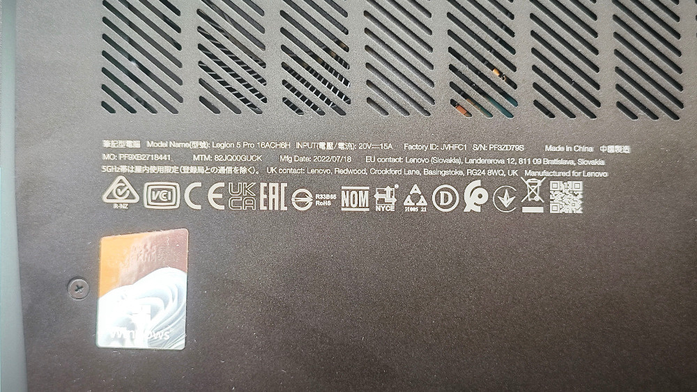 Lenovo Legion 5 Pro - 16ACH6H Storm Grey - kovový. JAKO NOV - 5