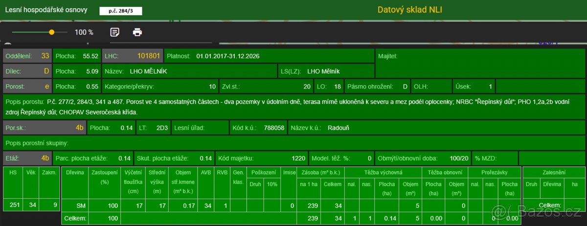 Prodám lesní pozemky v katastrálním území Radouň - 5
