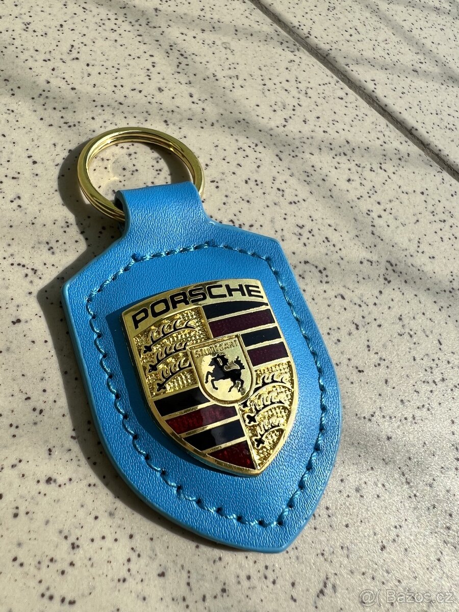 Modrá kožená klíčenka Porsche přívěšek na klíče - NOVÁ - 5