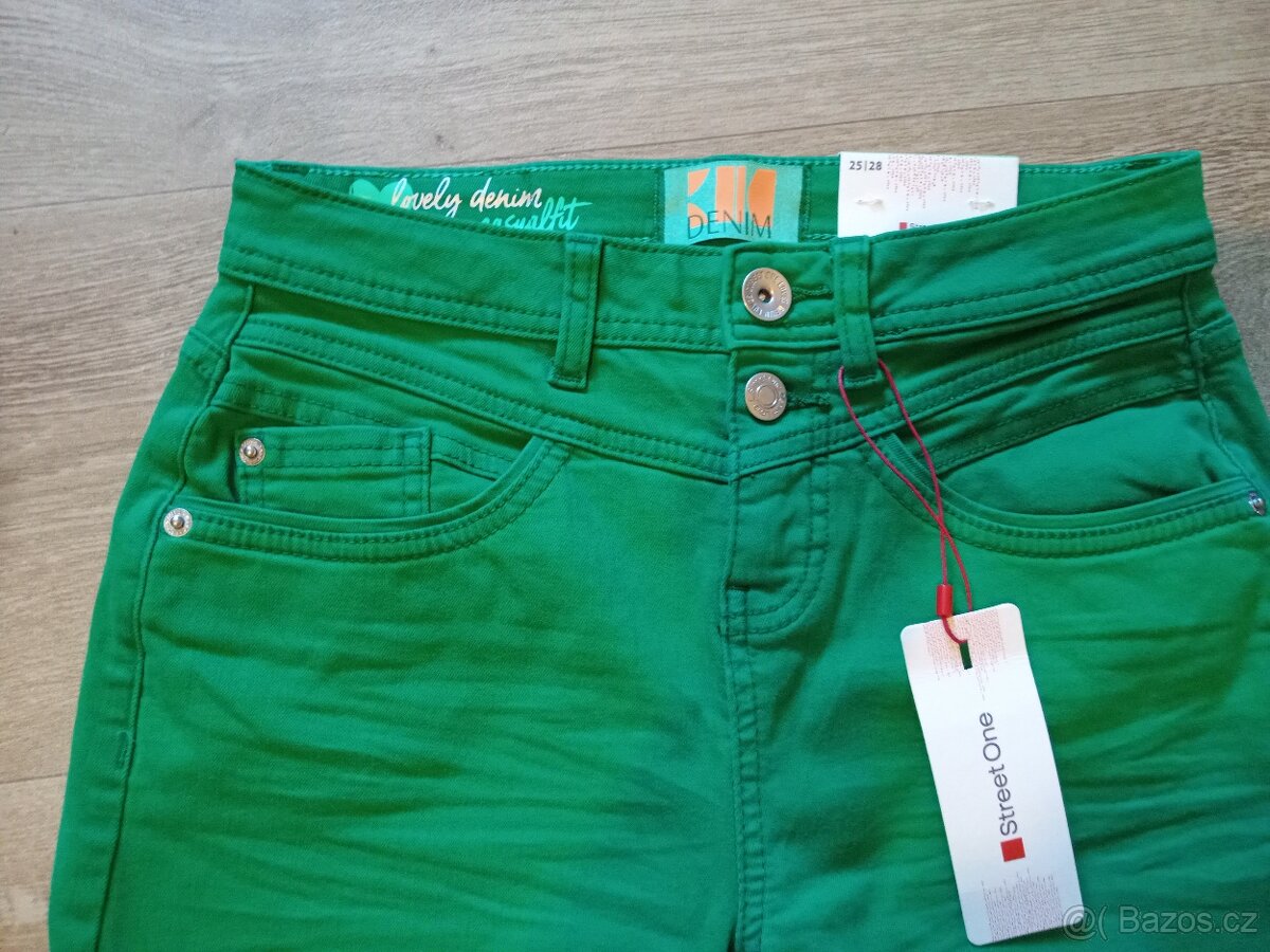 Prodám nové zelené džíny/rifle Street One 25/28 - 5