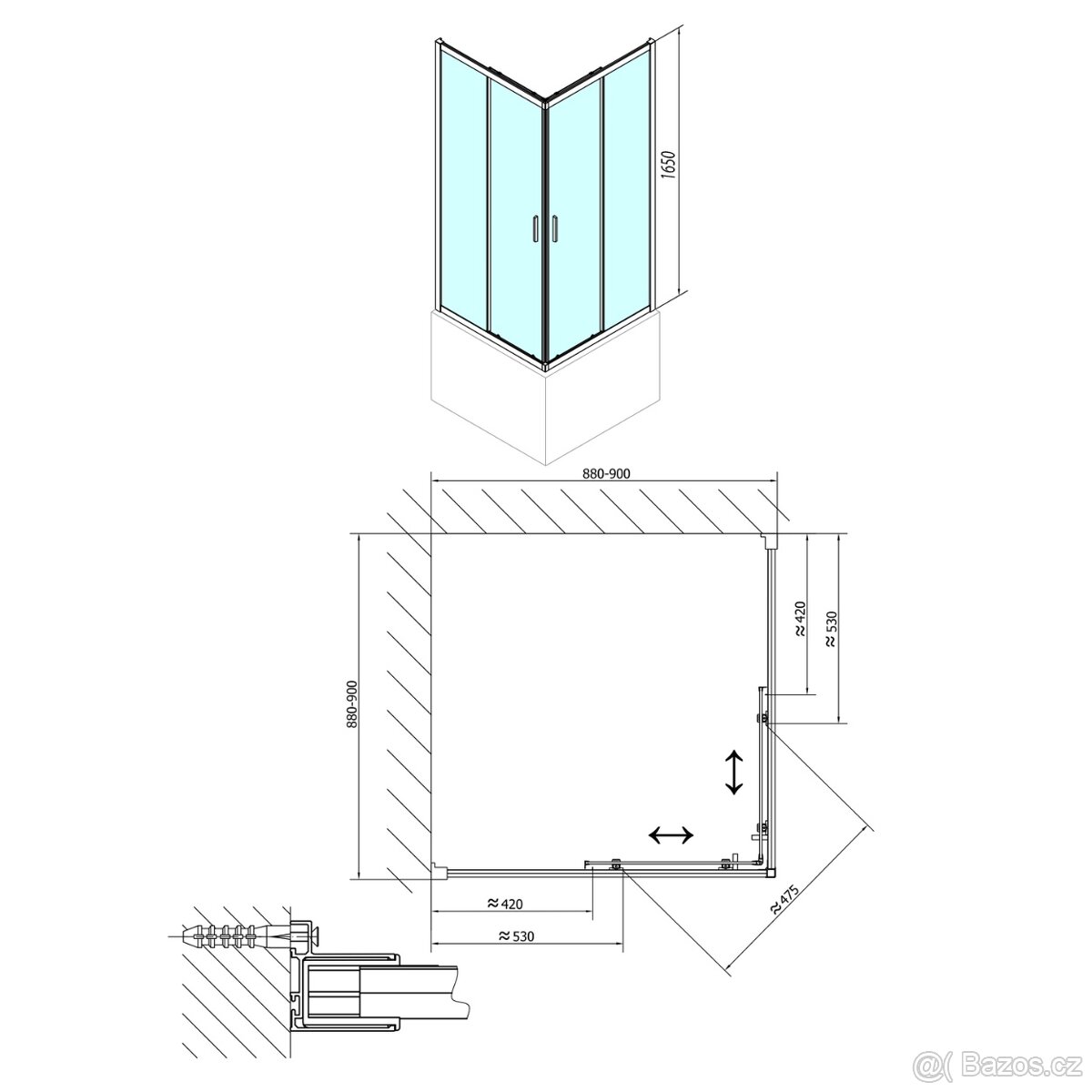 Prodám čtvercovou sprchovou zástěnu - 5