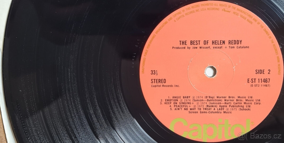 Helen Reddy – The Best Of Helen 1976 LP, stav VG / VYPRANÁ - 5