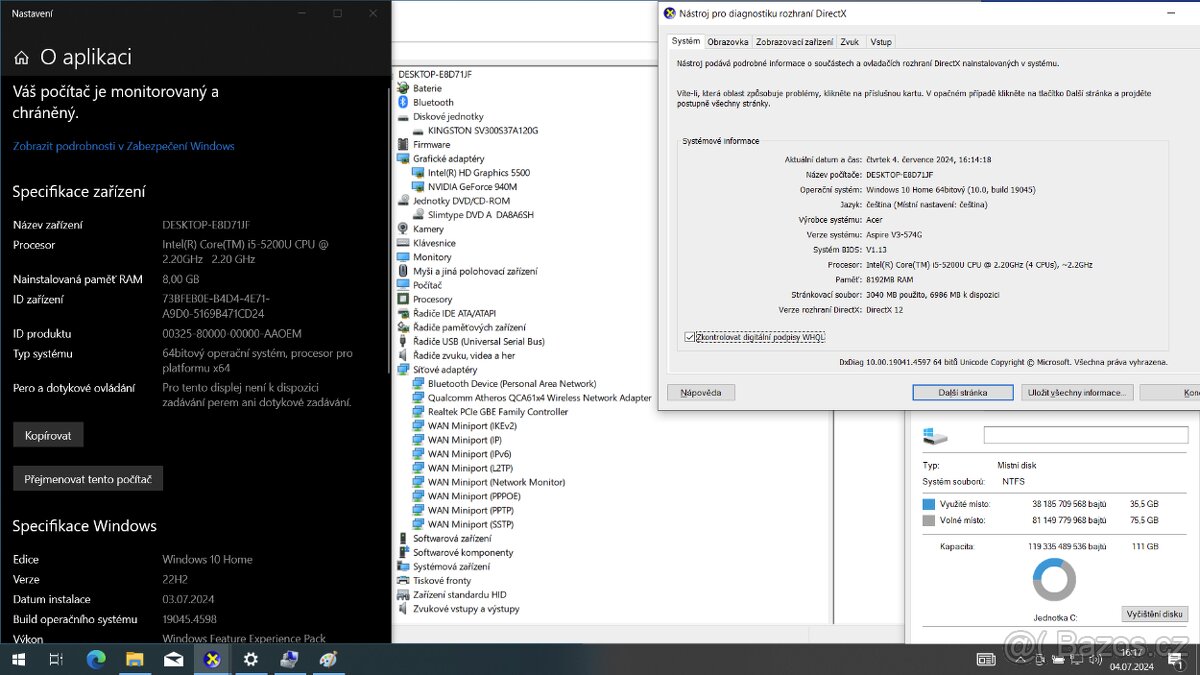 Prodám NB ACER V3-574G - 5