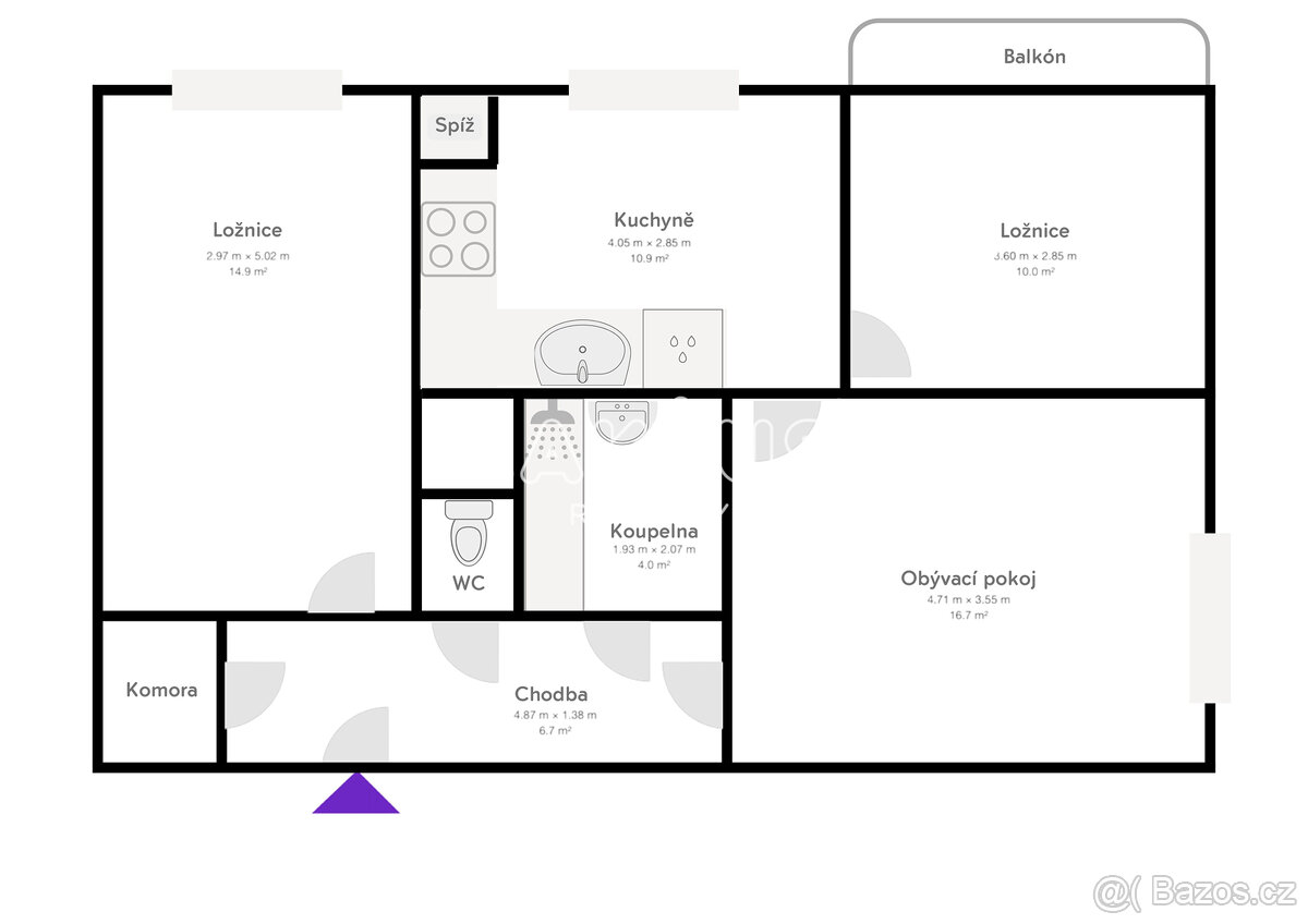 Prodej dr. bytu 3+1, ulice Gen. Janka, Mariánské hory - 5