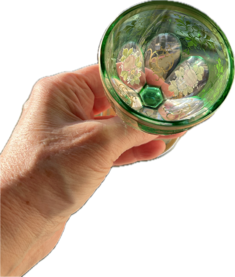 malované zelené skleničky - 5