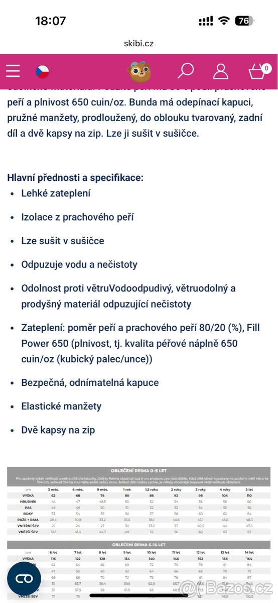 Péřová bunda Reima Fossila - Navy vel 140 - 5