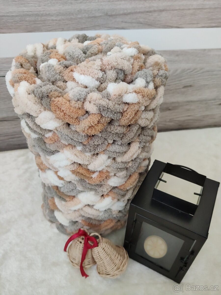 Pletená dětská deka hnědá mix - 5