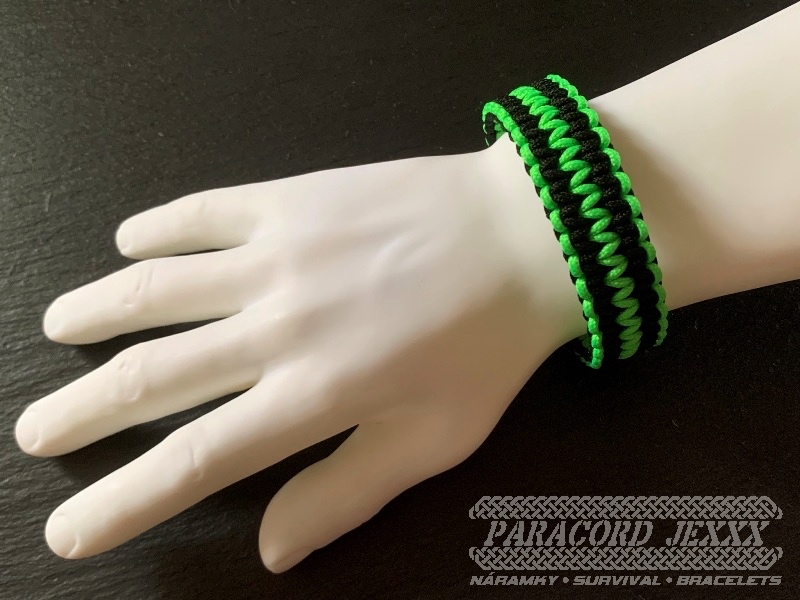 Paracord náramek (19 cm) black - neon - 5