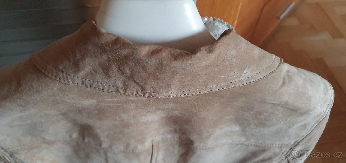 Béžové semišové sako vel.40 - 5