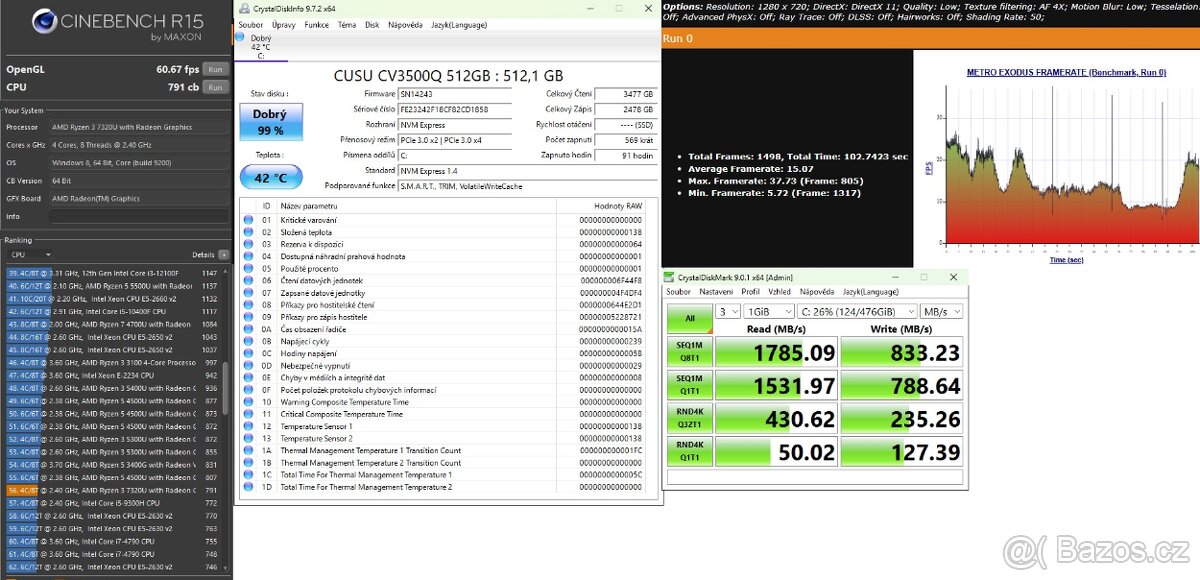 Notebook HP17,Ryzen 3 7320U(4c,8t),8Gb RAM,512GB SSD,AMD610M - 5