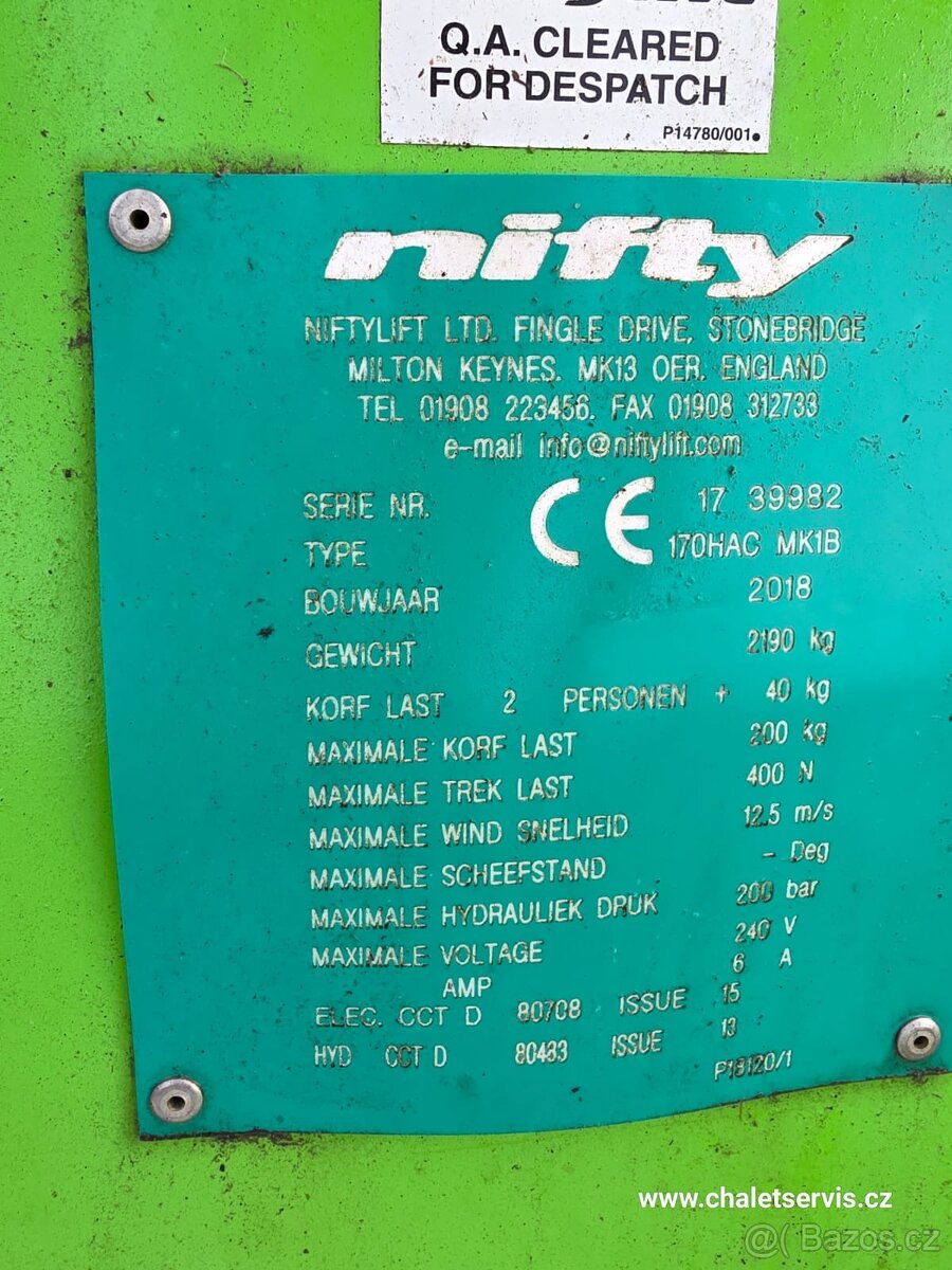 Přívěsná pracovní plošina NIFTYLIFT 170, r.v. 2018, TOP - 5