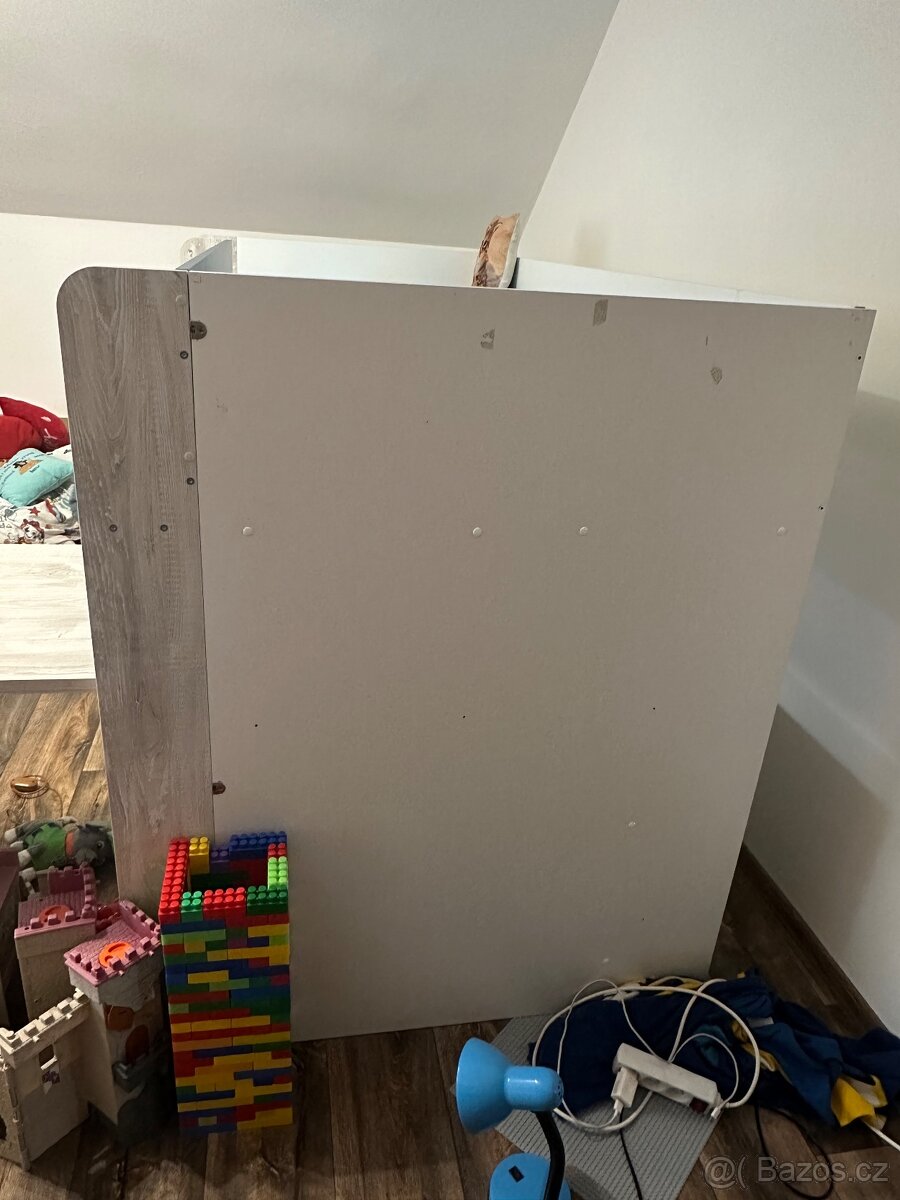 Dětská patrová postel - psací stůl , úložný prostor Sconto - 5