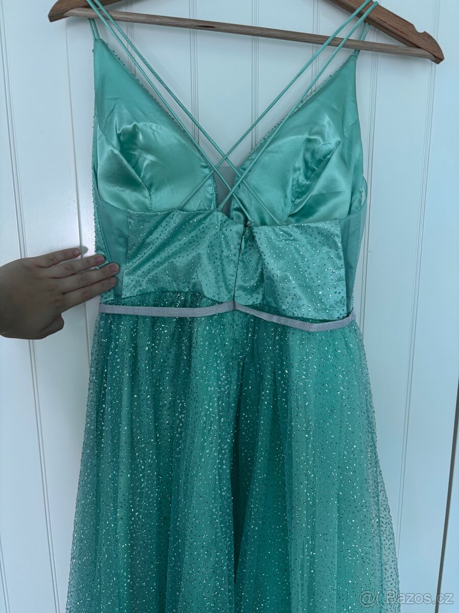 Tyrkysové šaty na maturitní ples / závěrečnou taneční lekci - 5