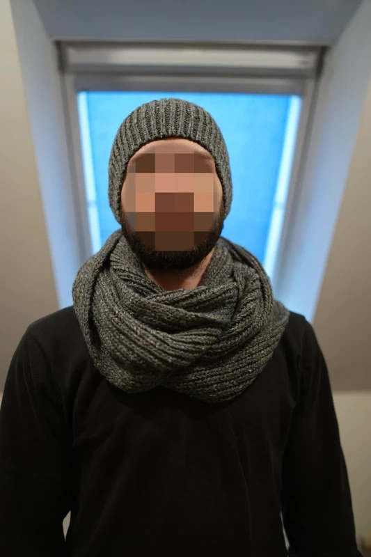 Čepice a šál – šedé, unisex - 5