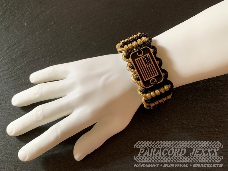 Paracord náramek (19 cm) black - bronze - 5