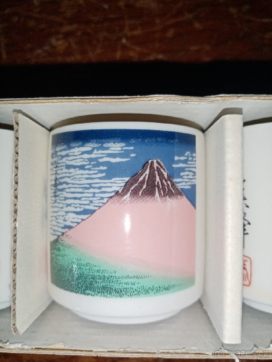 Porcelánové malé šálky s gejšou a japonskými motivy - 5