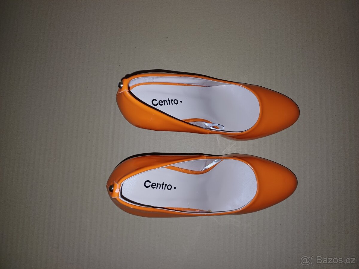 Oranžové lakované lodičky vel.37 - 5