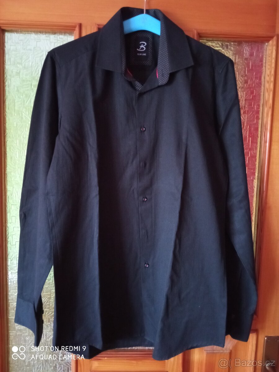 černá slim košile, vel.M - 5