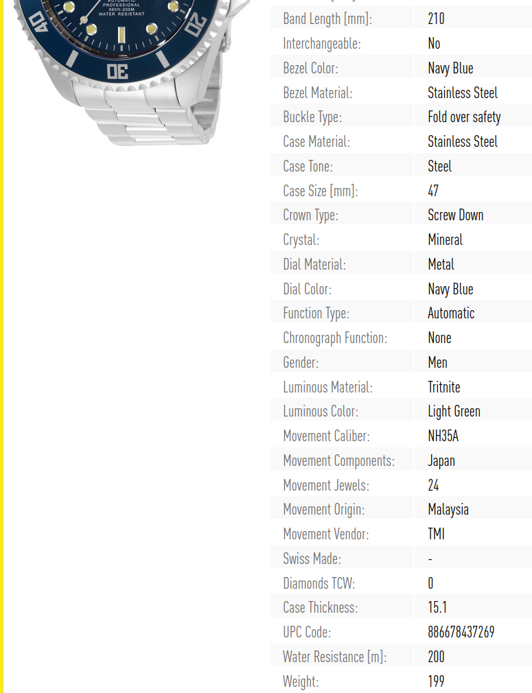 NOVÉ Invicta Pro Diver automatic -záruka- WR200M- - 47mm - 5