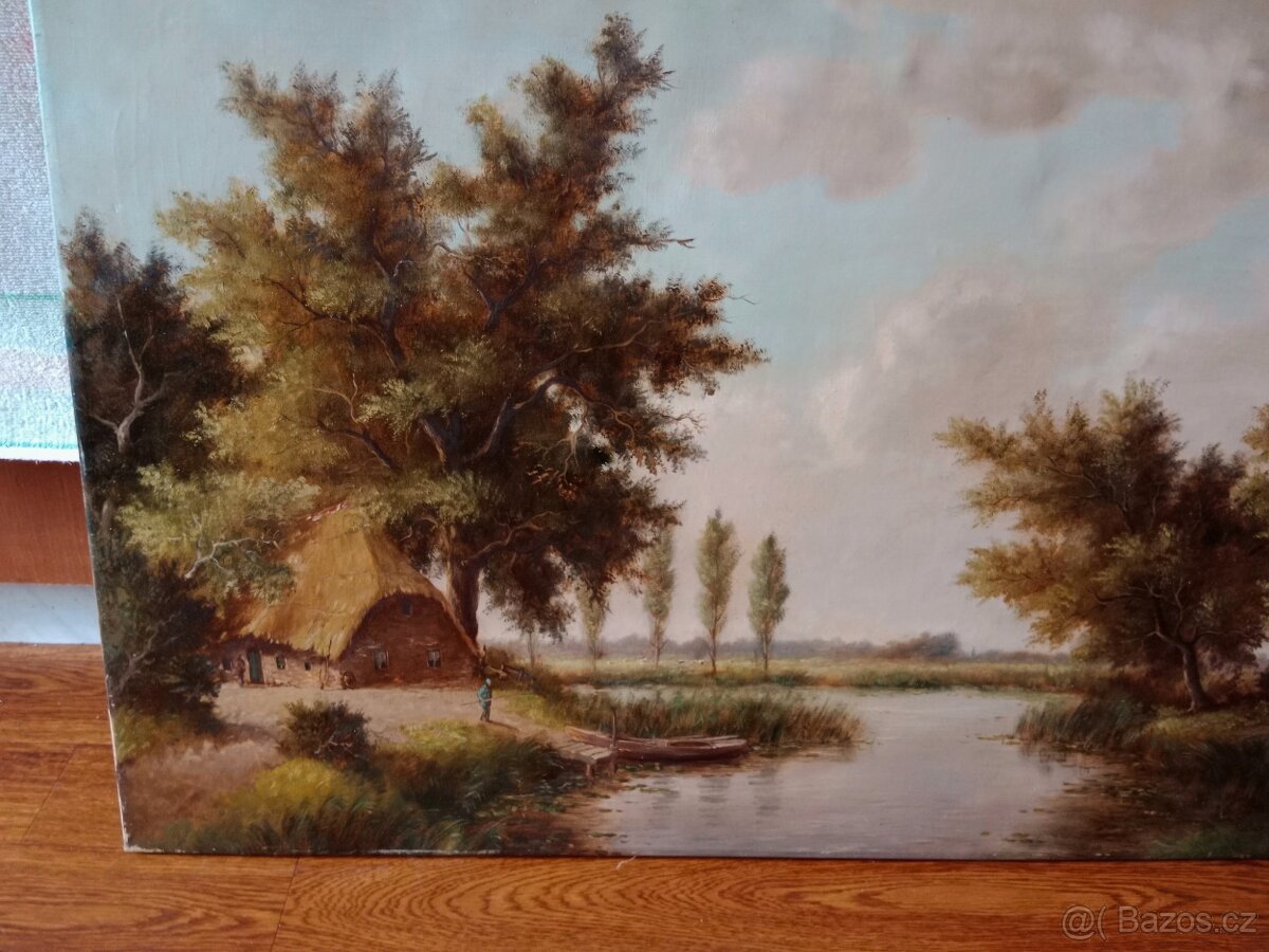 Krásný starý romantický obraz Holandský malíř W. Po d. - 5