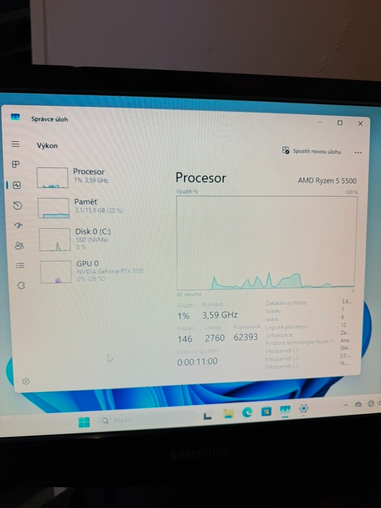 Herní PC | RTX 3050 8GB | Ryzen 5500 | 500GB M.2 SSD - 5