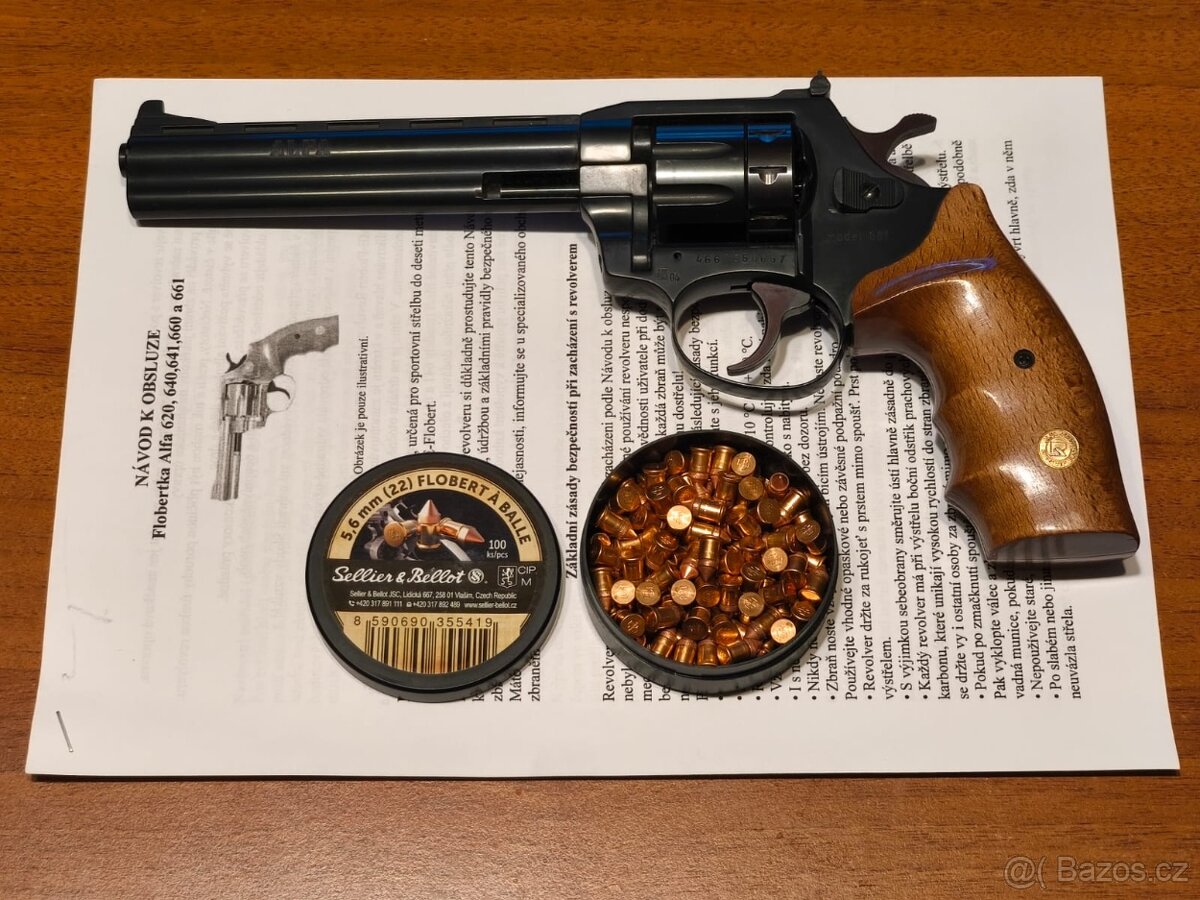 Revolver ALFA 661 - černý, dřevo cal. 6mm flobert - 5