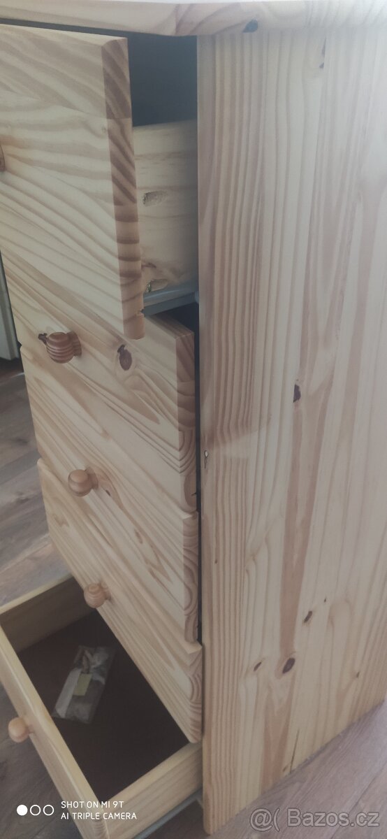 Komoda úzká 5 zásuvek masiv - 5