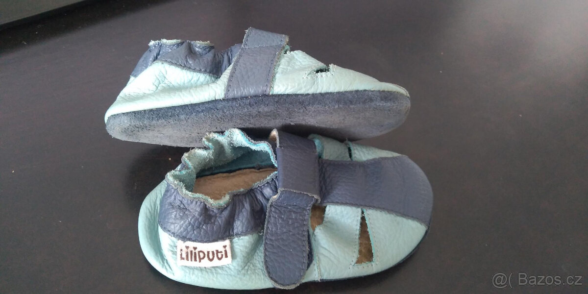 Liliputi kožené capáčky sandálky Sky modré vel. L - 5