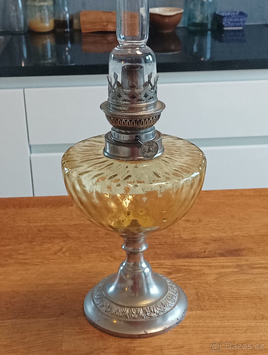 ART DECO STAROŽITNÁ PETROLEJOVÁ LAMPA UNIS PARIS KOLEM 1920 - 5