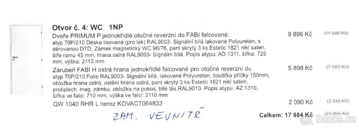 CAG interiérové dveře bílé 70x210 - 5