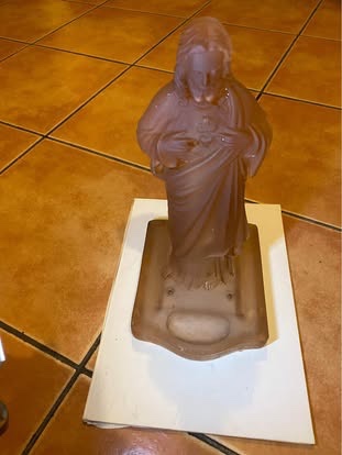 Starožitný skleněný svícen - Ježíš - 5