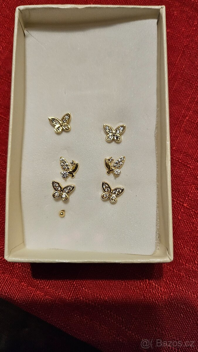 Naušničky motýlci pozlac.14K zlatem - 5