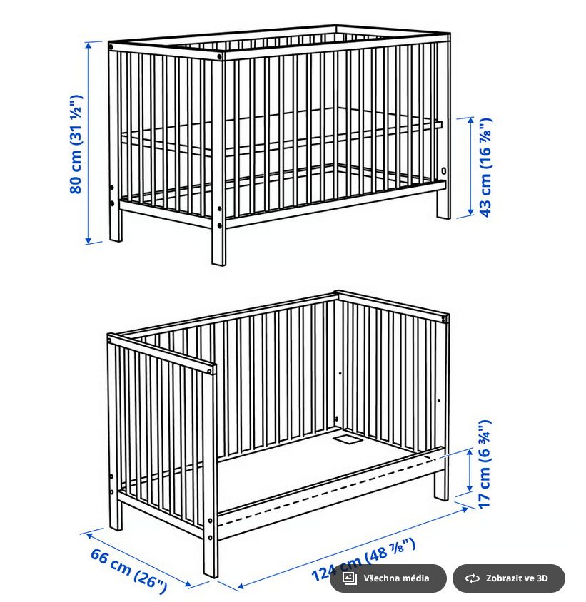 Nová (z chaty) nerozbalená bílá dětská postýlka IKEA - Brno - 5
