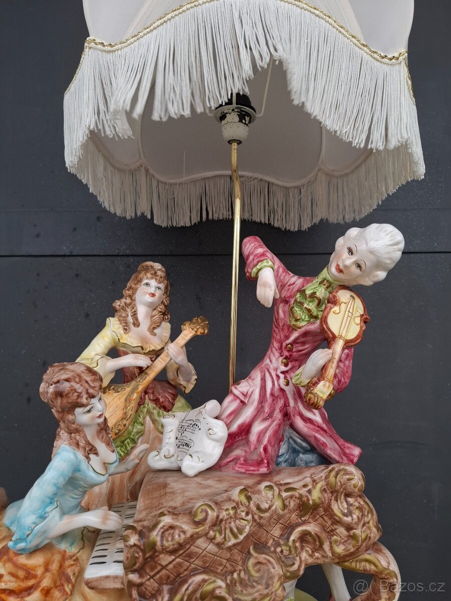 Starožitná porcelánová lampa Capodimonte - 5