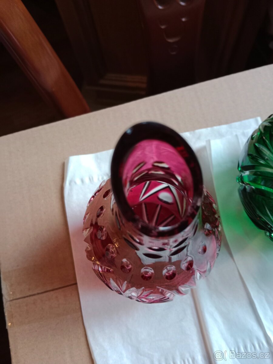 Dvě pěkné přejímané barevné vázy - 5