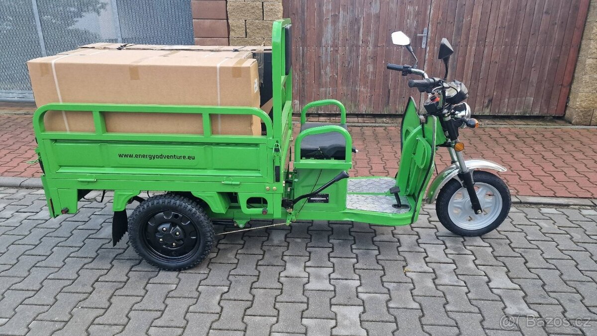 ELEKTRICKÁ NÁKLADNÍ TŘÍKOLKA ADVENTO MAXI ZELENÁ SPZ.