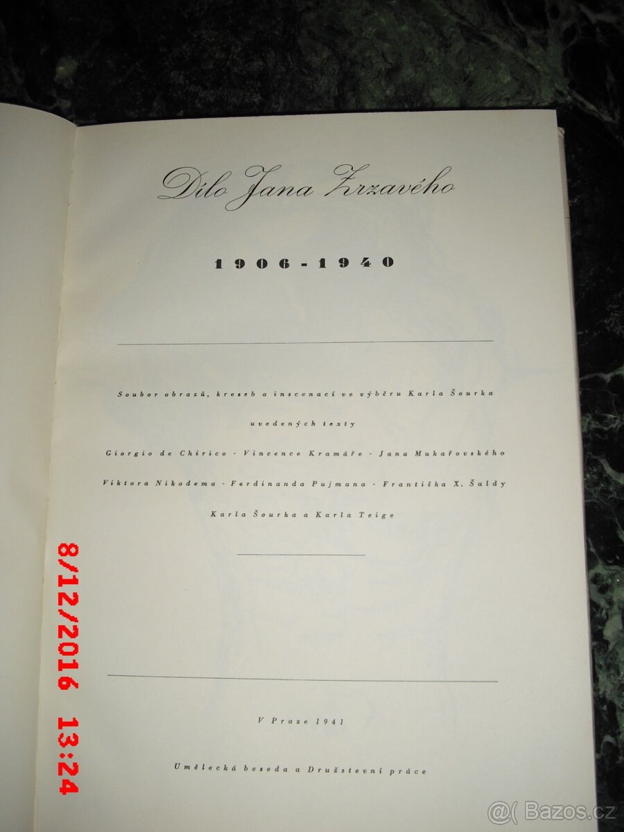 PRODÁM KNIHU ZRZAVÝ JAN-DÍLO JANA ZRZAVÉHO-1906-1940 - 5