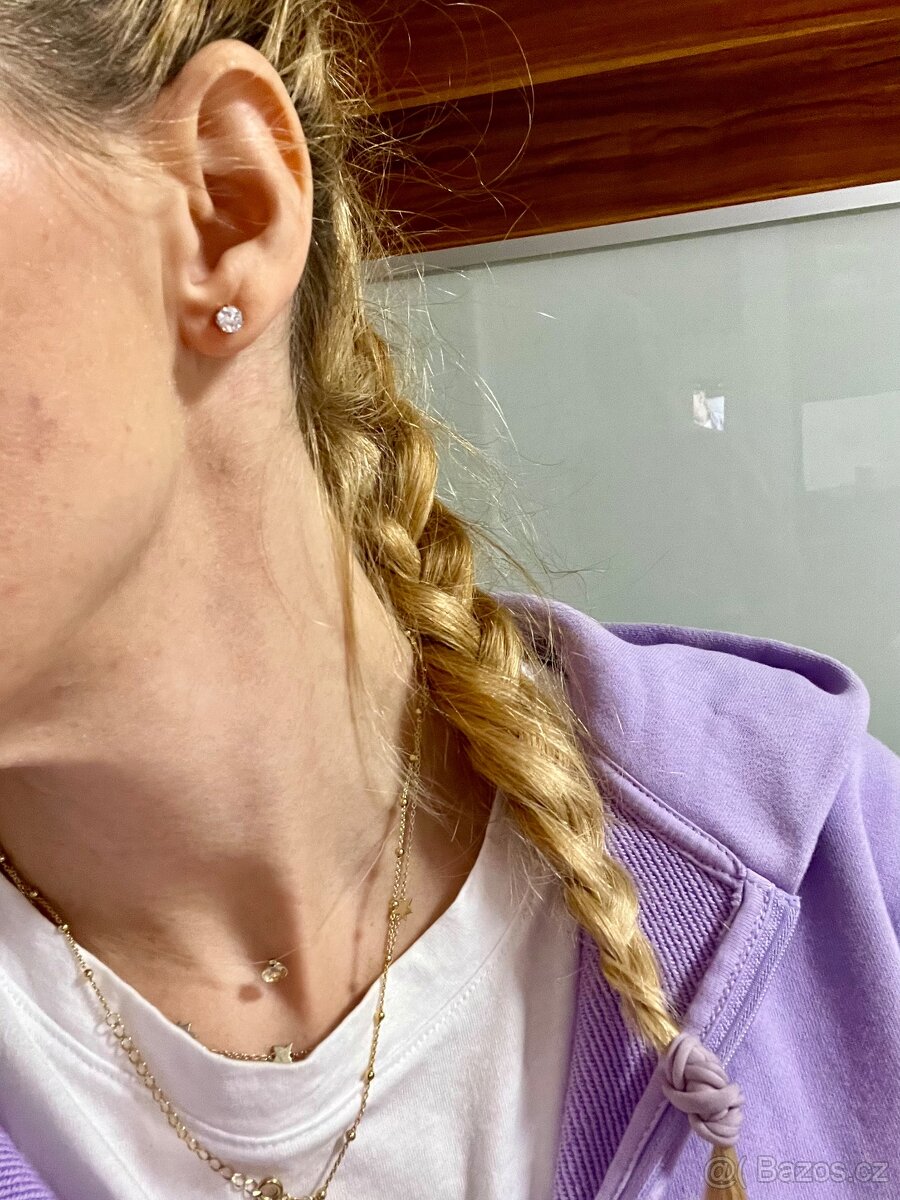 Tachyonové pozlacené náušnice se zirkony - 5