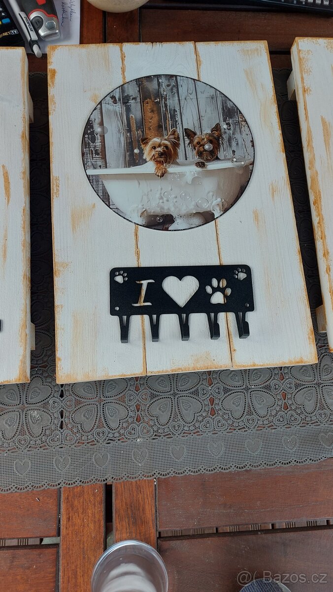 Hand made yorkšír věšák na klíče Provence - 5