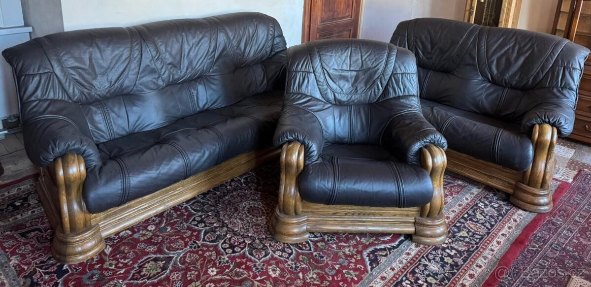 Rustikální kožená sedací souprava,6089 - 5