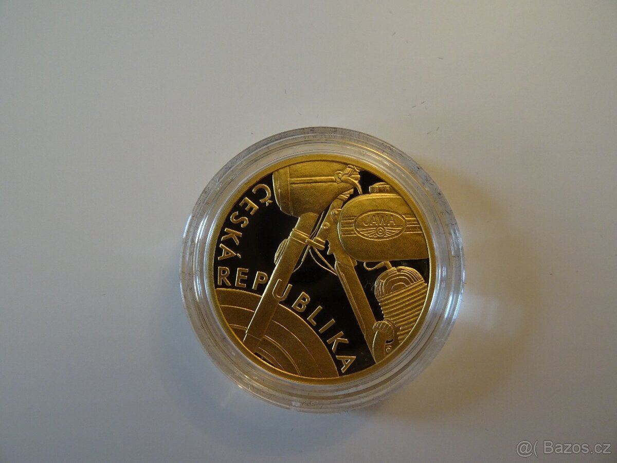 Zlatá půluncová medaile - mince Motocykl JAWA 250 proof - 5
