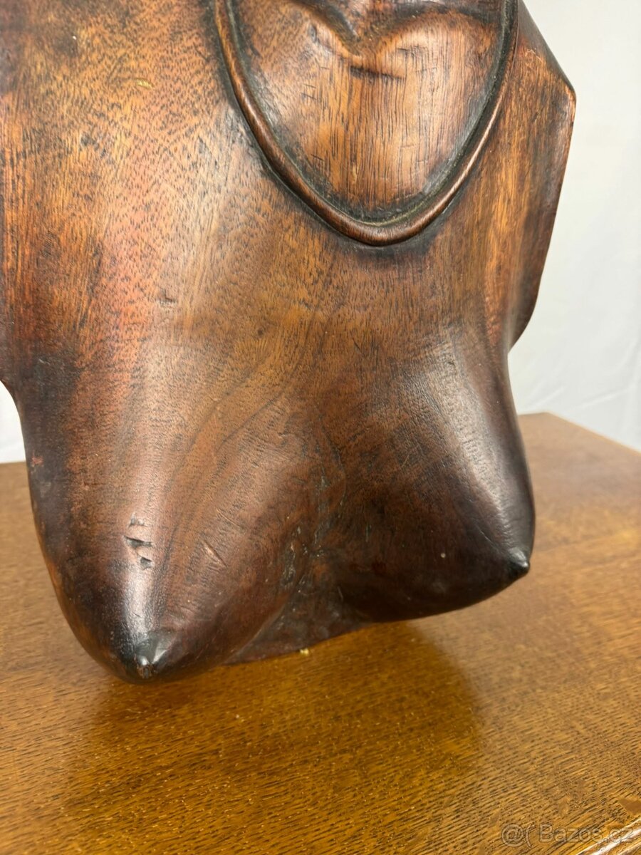 Africká dřevěná figurální busta ženy (602005) - 5