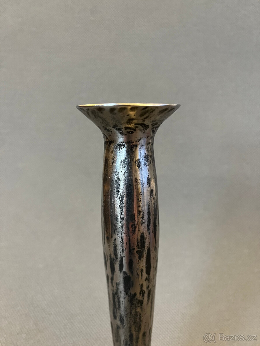 Designová kovová tepaná váza, svícen 21 cm - 5