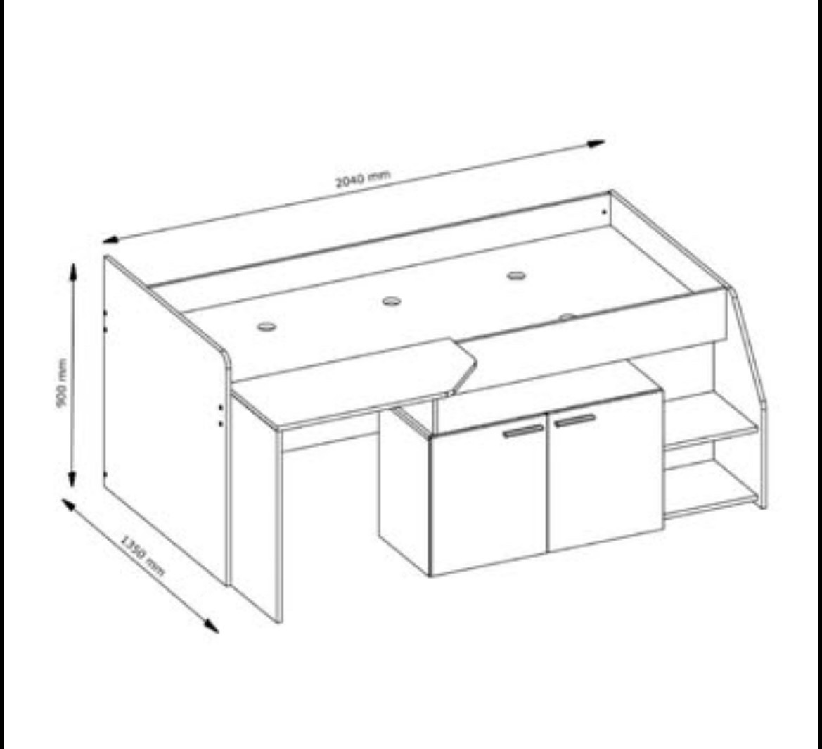 Dětská postel s psacím stolem a matraci - 5