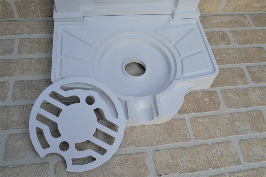 Zahradní kovová výlevka - kašna 83 cm MUŠLE - bílá - 5