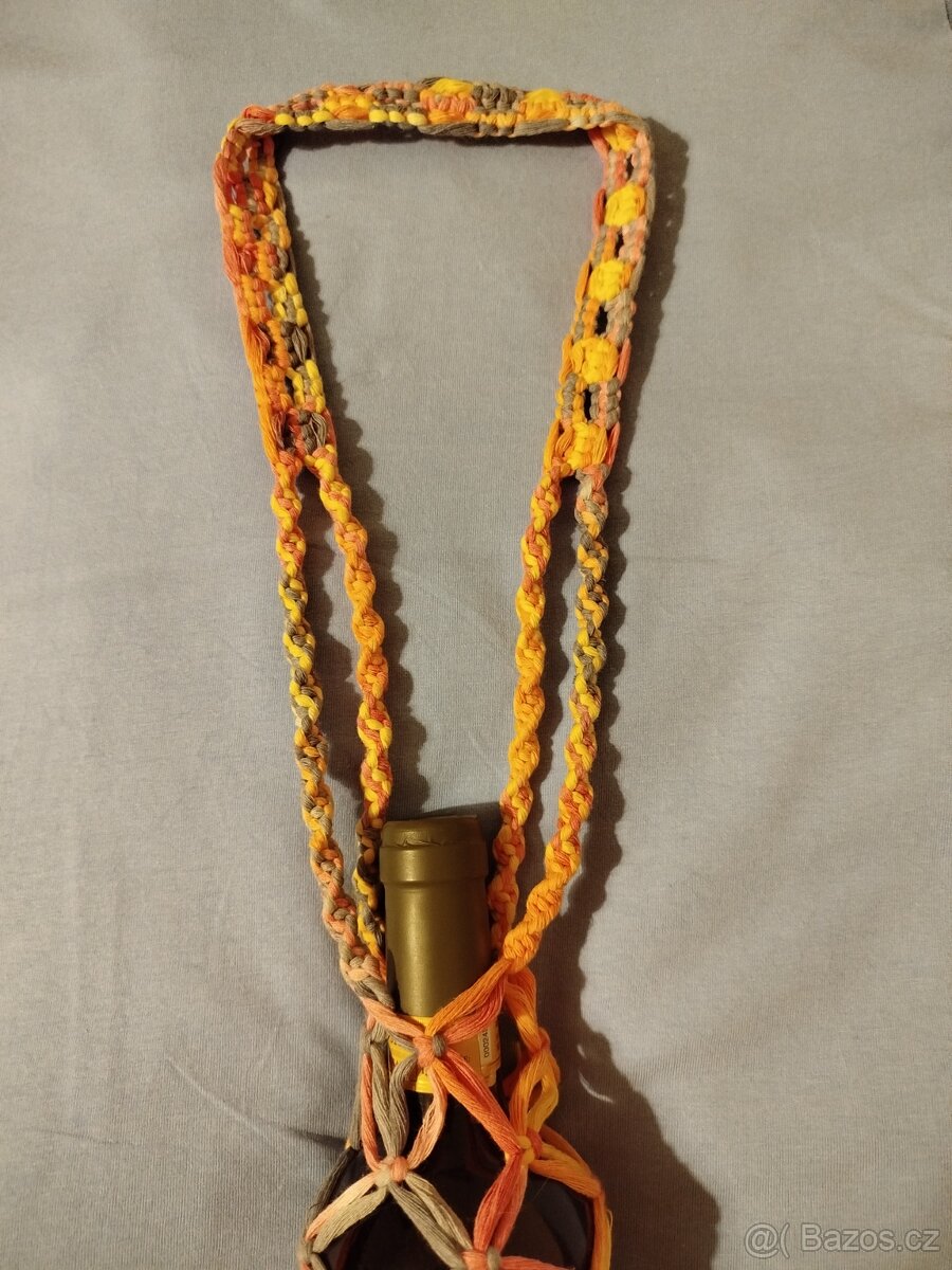 drhaná taška na lahev macramé vícebarevná - 5